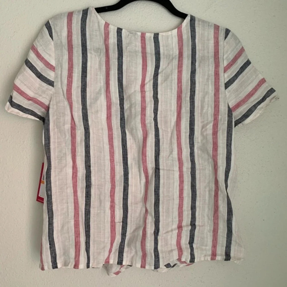 Vince Camuto 100% linen striped blouse S - Picture 5 of 5